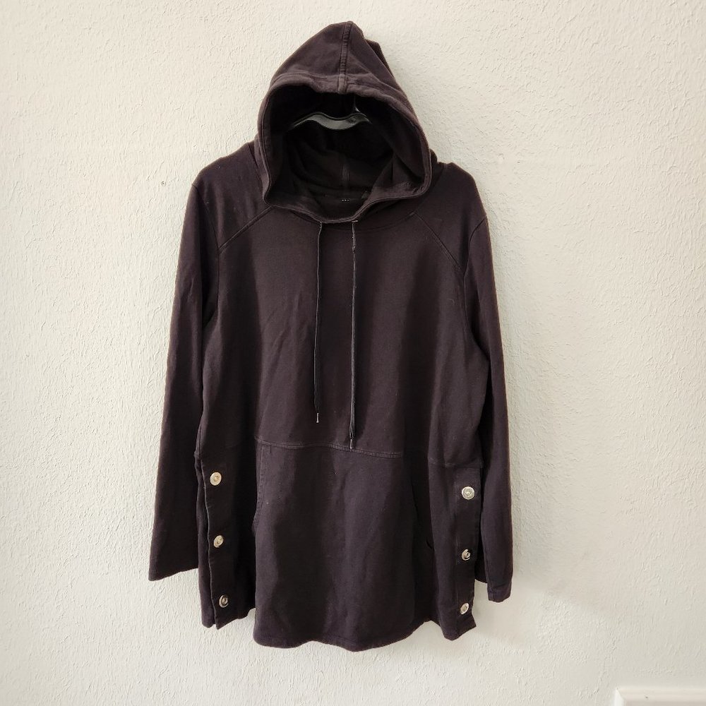 Susan Graver Weekend Pullover Side Snap Hoodie Size Large